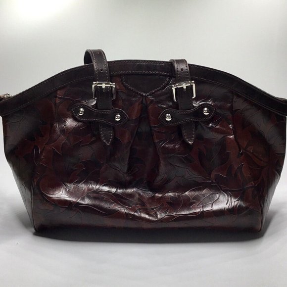 Fiori Di Firenze Womens Embossed Leather Purse Shoulder Satchel Handbag Italy - Picture 3 of 7